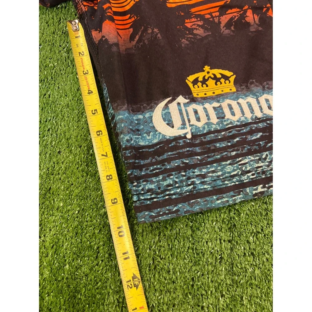 Corona Extra Board Shorts Mens Size 35 Black Sunset Palm Tree Graphic Swim Trunk